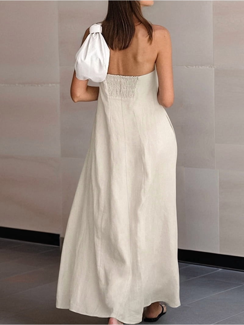 Dress Strapless Linen Maxi Dress Linen A-Line Strapless Dress for Vacation and Going Out Dress Khaki L - Walmart.com Dress Strapless Linen Maxi Dress Linen A-Line Strapless Dress for Vacation and Going Out Dress Khaki L - Walmart.com