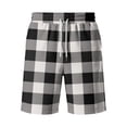 thumbnail image 4 of Casual Shorts for Men Knee Length Plaid Bermuda Shorts Lounge Beach Vacation Drawstring Wide Leg Pants with Pockets White L, 4 of 5