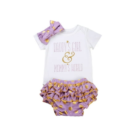 

Meihuida Summer Girls Outfits Letter Print Rompers +Shorts + Headband 3-Pack