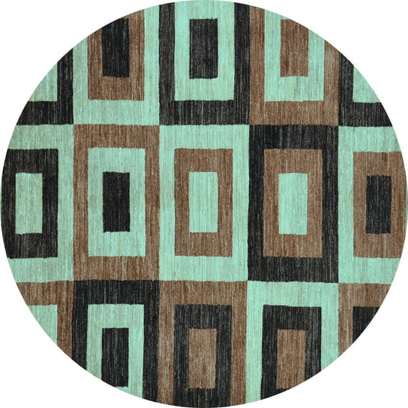 Ahgly Company Indoor Round Abstract Light Blue Modern Area Rugs, 4' Round