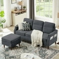 thumbnail image 2 of 76.77" Contrasting Colors L-Shaped Sectional Sofa Couch with Storage Bags DarkGrey, 2 of 5
