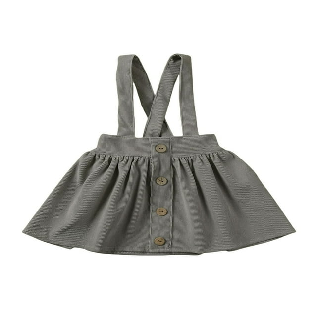 Toddler Baby Girl Suspender Skirt Cute Adjustable Strap Button Front Overall Skirt