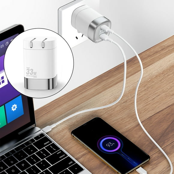 EGNMCR PD Charger, 33W Dual Port PD Fast Charger Adapter Block For Smart Phone,Super Fast Charger Block(33W PPS), Gift