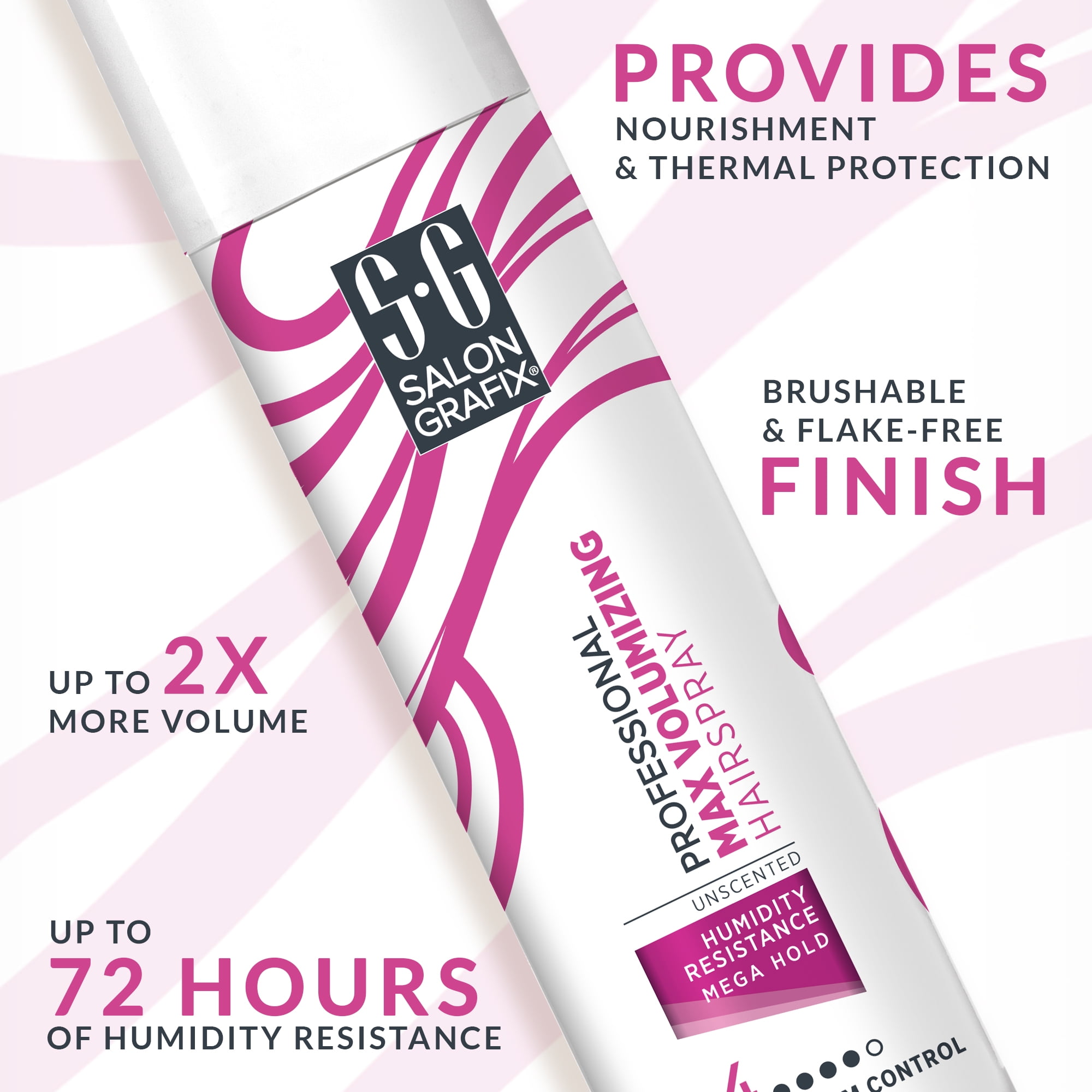 (4 pack) Salon Grafix Professional Max Volumizing Hair Spray, Mega Hold, for All Hair Types, 9 oz