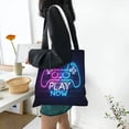 thumbnail image 6 of DouZhe Reusable Grocery Bags, Neon Play Now Game controller Lightweight Polyester Canvas Cloth Tote Bag for Travle Gym Shopping School, 15" x 16", 6 of 7