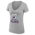 thumbnail image 2 of Women's G-III 4Her by Carl Banks Heather Gray Colorado Avalanche Super-Slim Fit Lightweight Team Logo Graphic V-Neck, 2 of 3