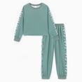 thumbnail image 6 of PatPat Kids Clothing 2 Piece Outfit Set Long Sleeve Top Pants Floral Side Print Green 7-8Y, 6 of 11