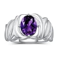 thumbnail image 1 of RYLOS Bagues pour Femmes Bague en Or Blanc 14K Solitaire Pierre Précieuse Ovale 9x7 mm avec Anneau Fini Satiné Bijoux Améthyste de Février Taille 6, 1 of 7