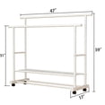 thumbnail image 3 of SUSUZI 47" Double Rods Rolling Garment Rack with Wheels, 2-Tier Storage Shelves Heavy Duty Clothing Rack for Hanging Clothes, 180LBS Capacity Metal Rack for Bedroom Rental Home,White, 3 of 8