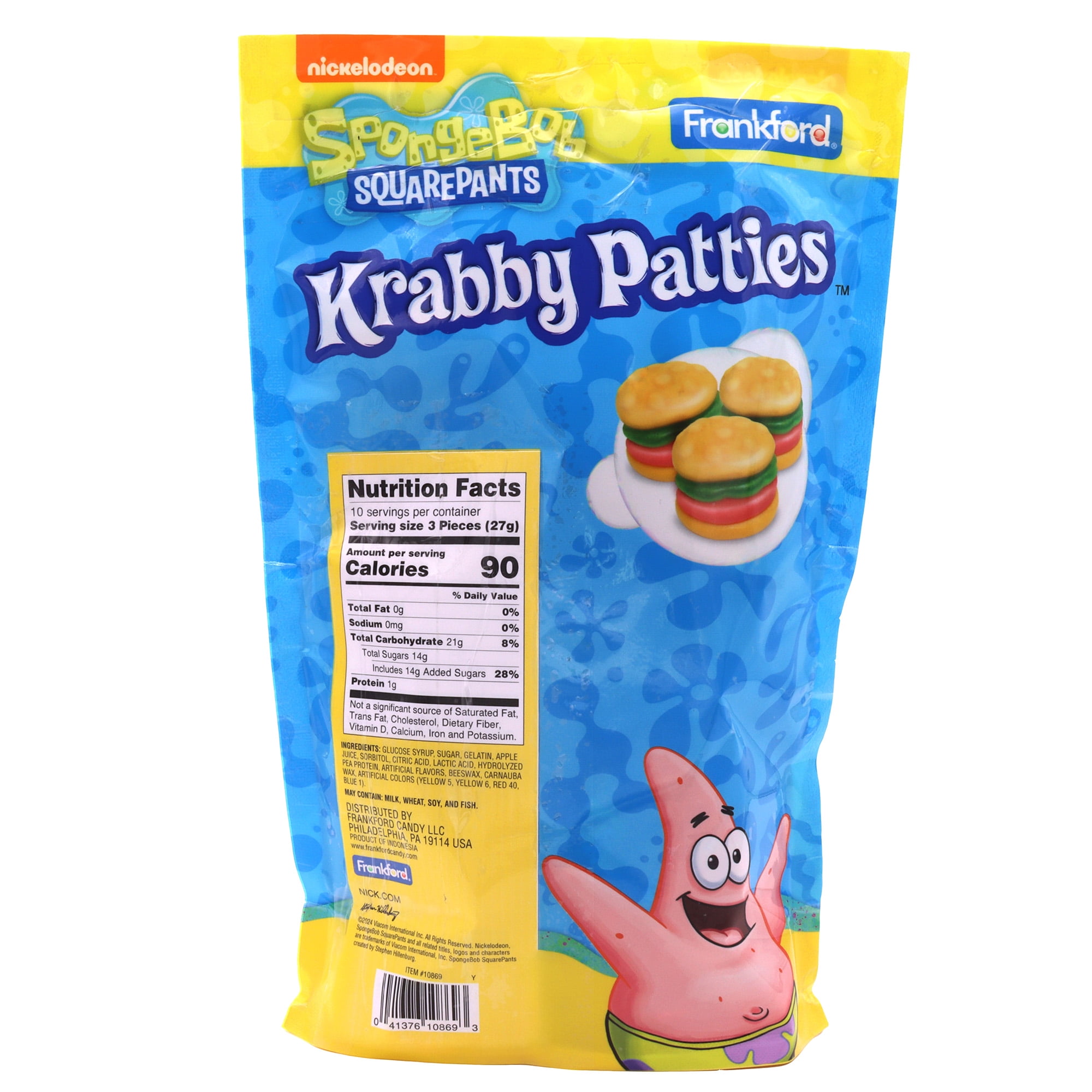 (3 pack) Frankford Nickelodeon SpongeBob Krabby Patties Original Gummy Candy 30 Count