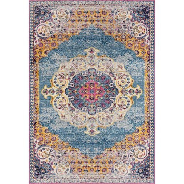 Amer Rug MAN32606 Tapis de Zone Tissé à la Machine 2 Pi. 6 Po. x 6 Pi. Manhattan 3 - Bleu
