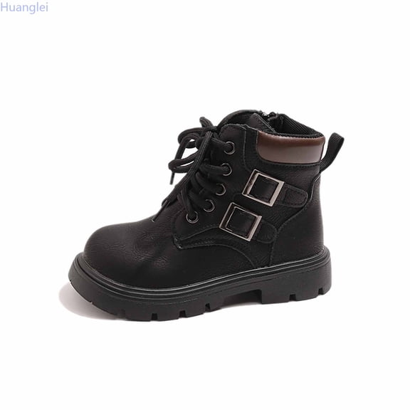 Huanglei Fashion Soft Sole Short Boots For Girls British Style Comfortable Leather Children's Footwear