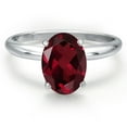thumbnail image 3 of Gem Stone King 14K White Gold Red Rhodolite Garnet Solitaire Engagement Ring for Women | 2.00 Cttw | Oval 9X7MM | Gemstone January Birthstone | Size 6, 3 of 6