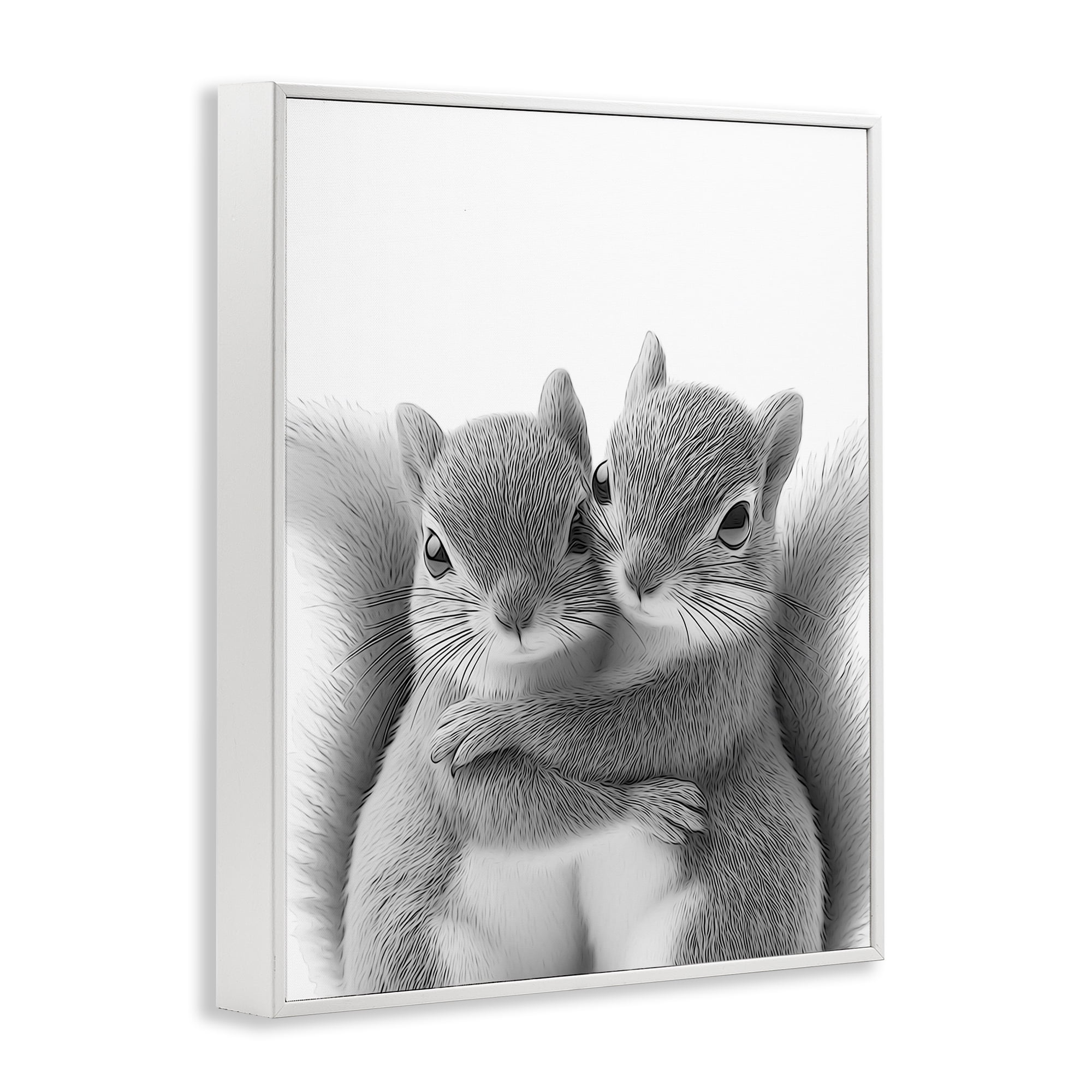 Stupell Industries Hugging Squirrel Pair Animals & Insects Painting White Framed Art Print Wall Art, 11 x 14