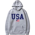thumbnail image 3 of USA Hoodie Women Men Unisex Casual Graphic Patriotic American Flag Pullover Hoodie July 4th Drawstring Sweatshirt, 3 of 7