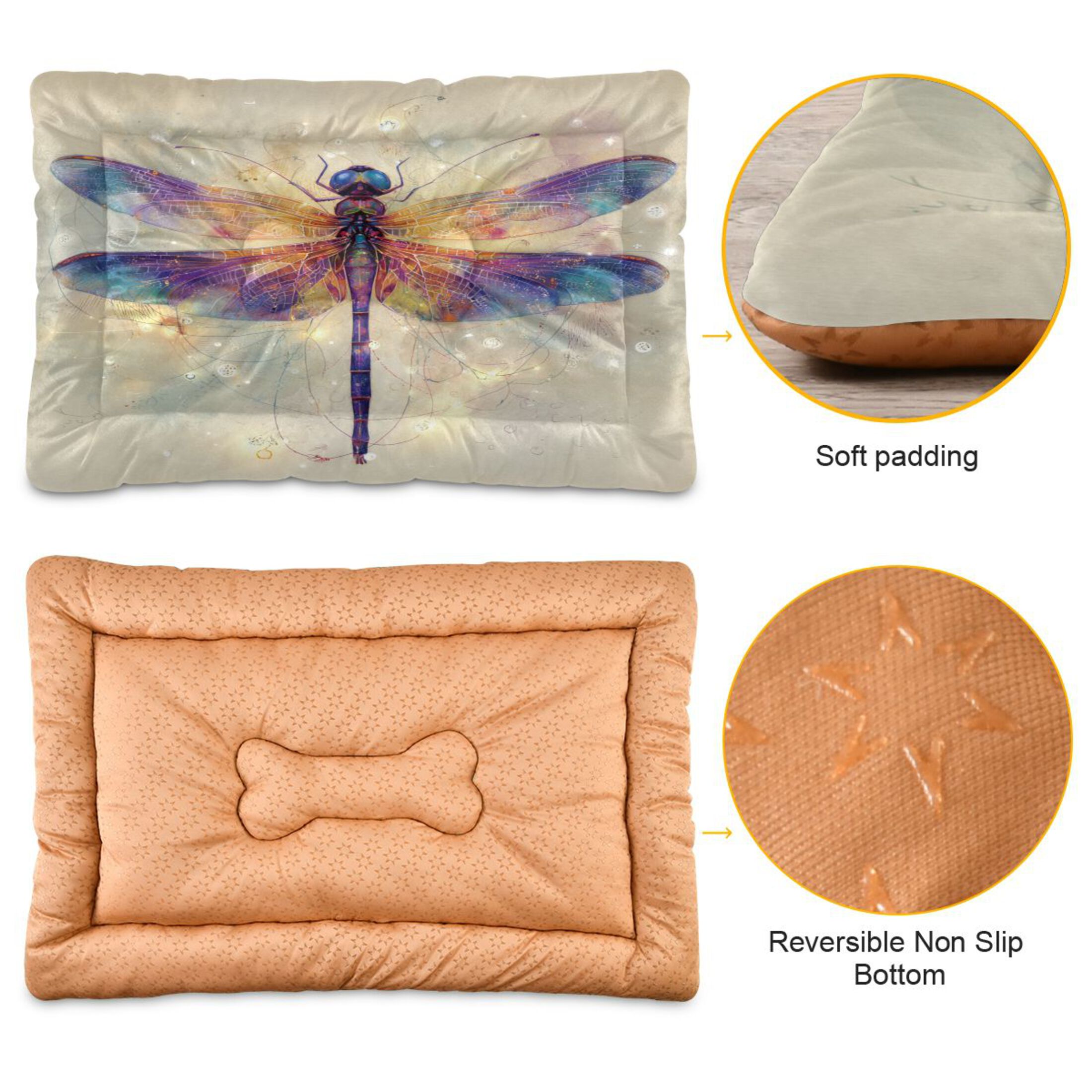Qxltty Dreamy Dragonfly Ped Pad Wear-resistant and Hard to Bite Through Sleeping Pad for Small Medium Large Dogs Winter Pet Bed 36×24in