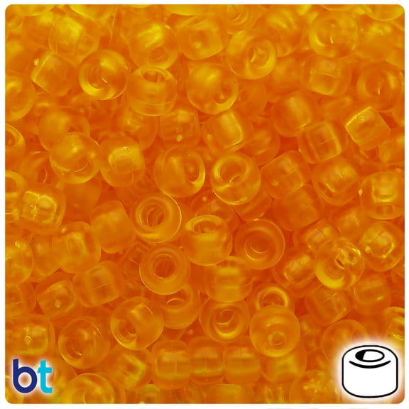 BeadTin Dark Yellow Frosted 9mm Barrel Pony Beads (500pcs)