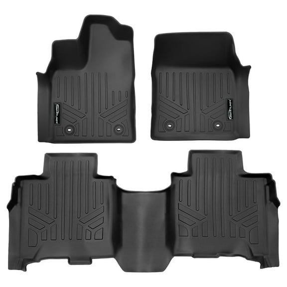 SMARTLINER Custom Fit All Weather Protection Black 2 Row Floor Mat Liner Set Compatible With 2023-2024 Toyota Sequoia (Only Fits 7 Passenger Models With Center Console)