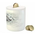 thumbnail image 3 of Animal Piggy Bank, Portrait of a White Tiger Wild Nature Predator Watercolor Splashes, Ceramic Coin Bank Money Box for Cash Saving, 3.6" X 3.2", Black Grey White, by Ambesonne, 3 of 4