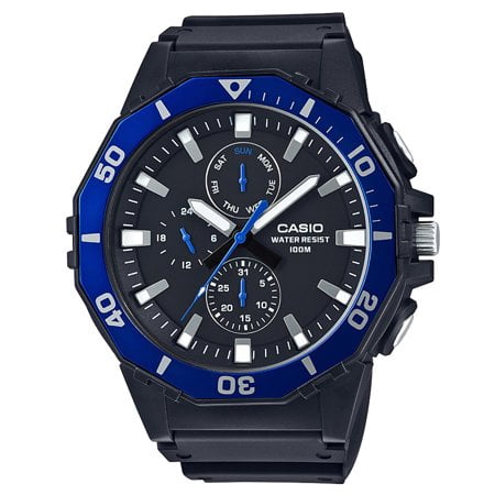 Men's Large Face Diver Style Watch, Black/Blue