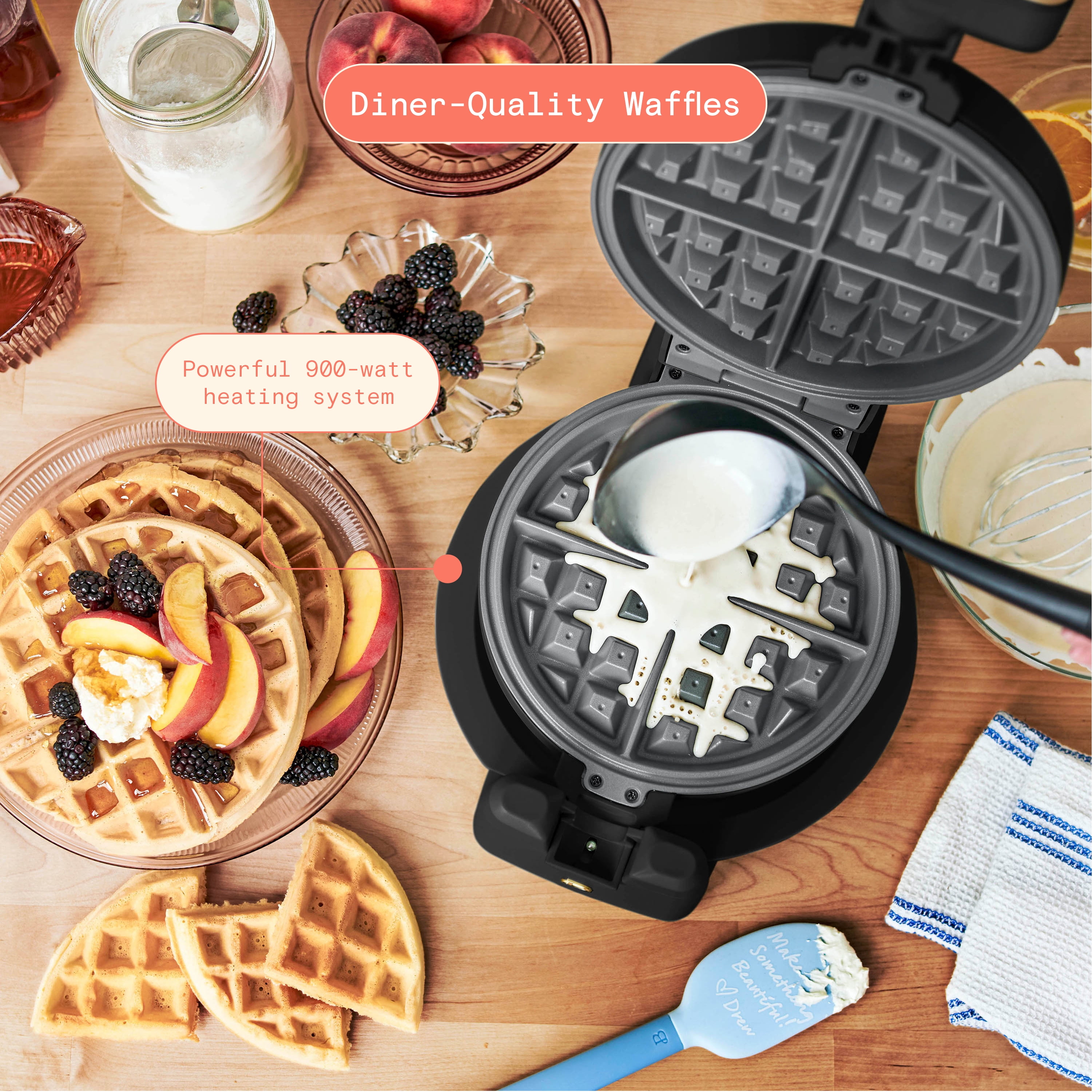 Beautiful Rotating Belgian Waffle Maker, Black Sesame by