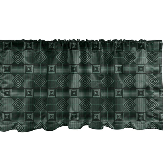 Ambesonne Abstract Valance Pack of 2, Rhombus Design Squares, 54"X18", Charcoal Grey Jade Green