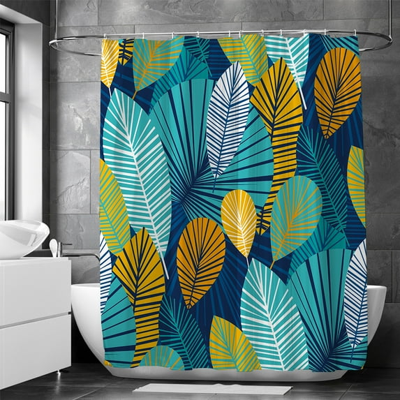 Metallic Mosaic Palm Leaf Shower Curtain Bathroom Curtain Digital Printing Polyester Waterproof Curtain Curtain 1.8M * 1.8M