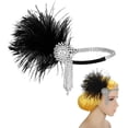 thumbnail image 3 of Diadema de plumas de los años 20, corona de plumas con diamantes de imitación, accesorios para fiestas de disfraces, diadema de los años 20, diadema clásica vintage, fiesta temática, 3 of 5