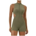 thumbnail image 1 of Timegard Womens Bodysuit Zipper Skinny Stretch Short Rompers Cutout Workout Yoga Jumpsuit Athletic, 1 of 5