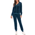 thumbnail image 2 of Sunloudy 2 Piece Women Spring Fal Tracksuits Solid Color Zipper Hoodie Sweatshirt and Sweatpants Workout Outfits Set, 2 of 7