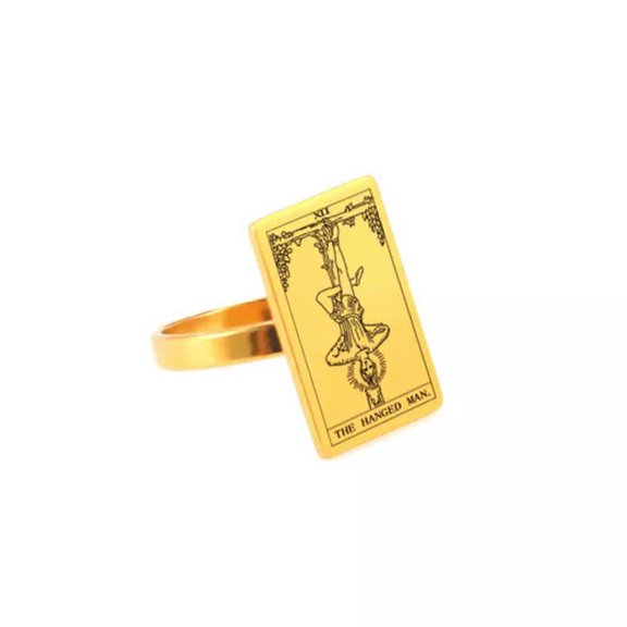 EOEMY Vintage Tarot Cards Rings Retro Stainless Steel Jewelry Rings 2022 Trend