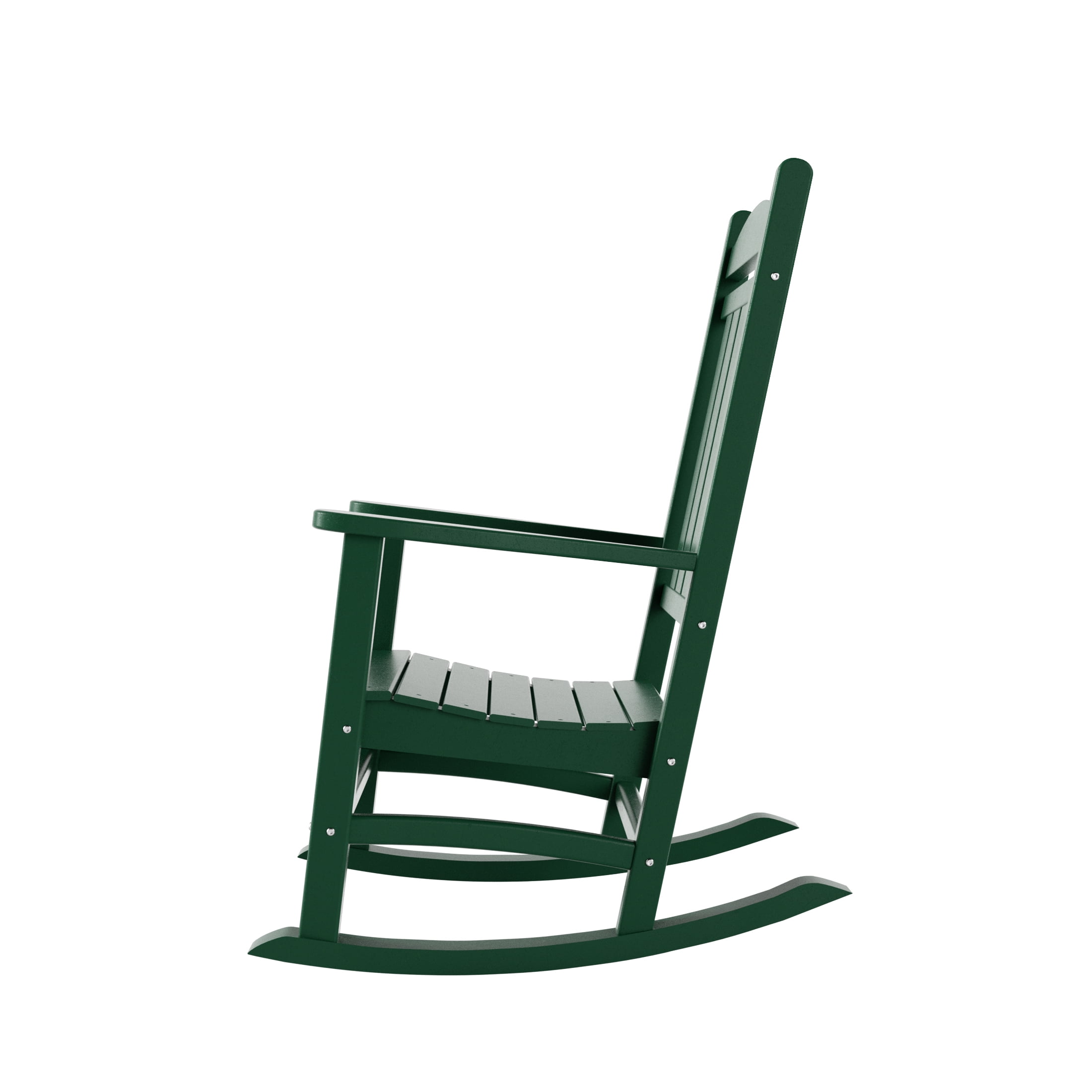 GARDEN Set of 2 Classic Plastic Adirondack Porch Rocking Chairs, Dark Green