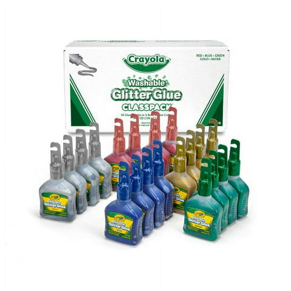 Crayola 5-color Washable Glitter Glue Classpack: 20 pieces