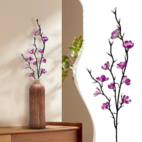 1 Pcs Cherry Blossom Branches 21.3'' Long Stems Artificial Flowers for Tall Vases Fake Flowers Floral Stems Real Touch Cherry Blossom Decor Spring Decorations for Home Wedding Table Centerpieces A