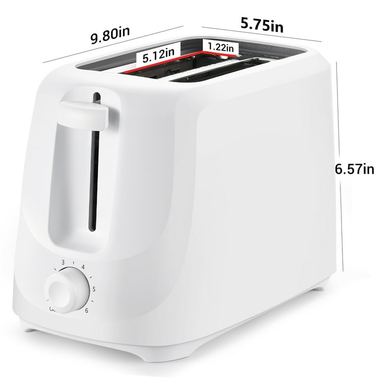 Mainstays 2-Slice Toaster Arctic White, Auto-Centering Guides, 1-6