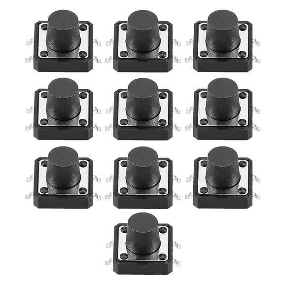 12x12x9mm PCB Surface Mounted Devices SMT Mount 4 Pins Push SPST Tactile Tact Switch 10PCS