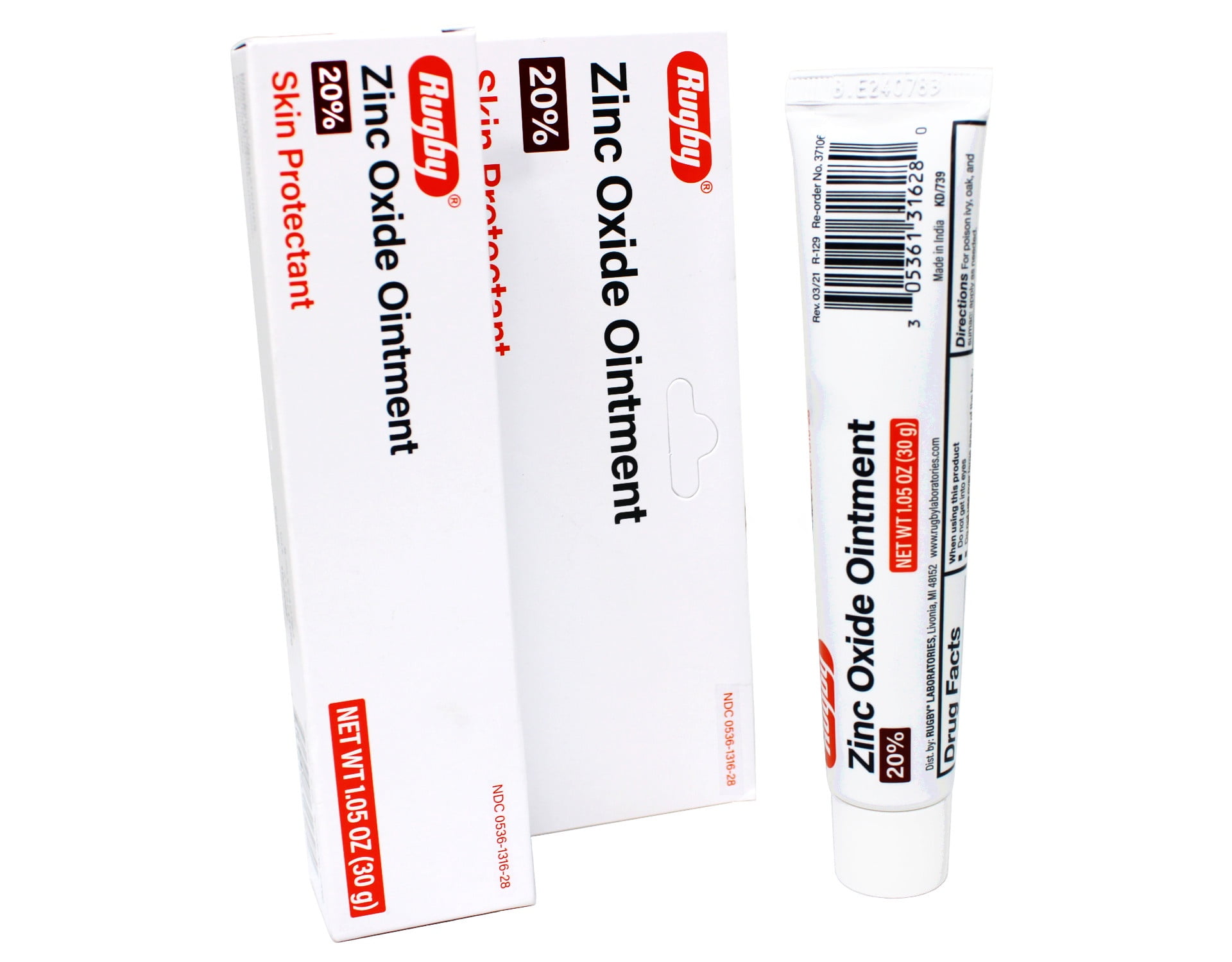 Rugby Zinc Oxide Ointment 20% Skin Protectant - 1.05 Oz - 6 Pack