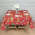 thumbnail image 3 of Red Christmas Gingerbread Man Pattern Square Tablecloth,Waterproof Square Table Cover,Wipeable Spillproof Washable Table Cover for Home Kitchen Party Decor 52"x52"(132x132cm), 3 of 6