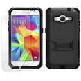 thumbnail image 1 of BEYOND CELL BLACK/BLACK RUGGED TRI-SHIELD SOFT SKIN HARD CASE COVER WITH STAND AND SCREEN PROTECTOR FOR BOOST MOBILE SAMSUNG GALAXY PREVAIL LTE SM-G360 (aka VERIZON GALAXY CORE PRIME), 1 of 1