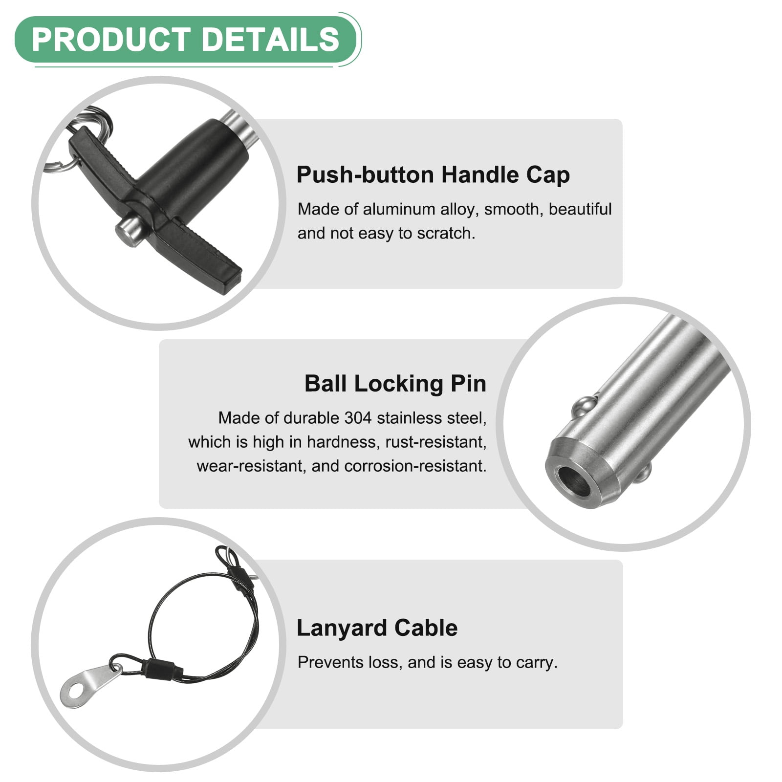 Uxcell 2Pcs T Handle Lock Pins, 10mm Dia. 80mm Usage Long Push-Button Ball Locking Pin