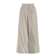 thumbnail image 4 of BLOCLOALO Culottes Baggy Pants Women's Wide Leg Pants Flowy Drape Ruffle Waist Pants Flowy Pants Loose Pants Wide Leg Pants Grey Xl, 4 of 5