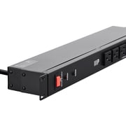 Monoprice 14 Outlet Metal 1U Rackmount Power Distribution Unit - 6 Feet Cord - Black | 1050 Joules, Equipped with Circuit Breaker for Overload Protection