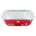 thumbnail image 6 of 1 lb. Red Holiday Christmas Snowflake Aluminum Foil Small Mini Loaf / Bread Baking Pans with Clear Dome Lids (Pack of 6 Sets), 6 of 8
