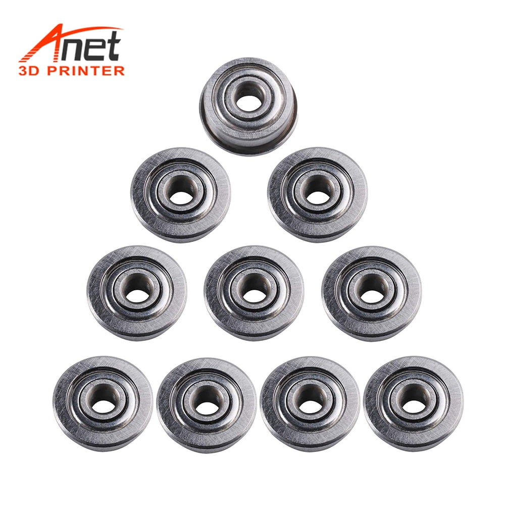 Anet 10Pcs Mini Single Flanged Ball Bearings Steel Material 3D Printer Accessory for 3D Printer Model High Resistance for Anet A8 A6 Ender 3