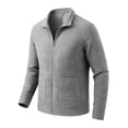 thumbnail image 3 of Trikvn Men's Full Zip Jackets Stand Collar Sweatshirts Waffle Knit Casual Cardigan Sweaters Lightweight Athletic Track Tops with Patch Pockets for Golf Work Business, 3 of 5