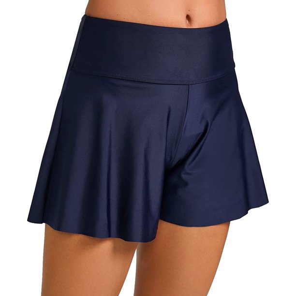 Traje de baño de Las Mujeres Pantalones Cortos de Tabla de Cintura Alta Tummy Control Bottom Trajes de baño Shorts Azul oscuro G Azul oscuro G Xishao ropa