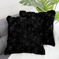 thumbnail image 2 of PiccoCasa 3D Satin Rose Throw Pillowcases 16"x16" Decorative Throw Pillow Covers Set of 2, Black, 2 of 8