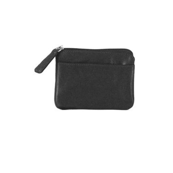 Womens Black Leather Zip Top Coin Purse 1902 NEW