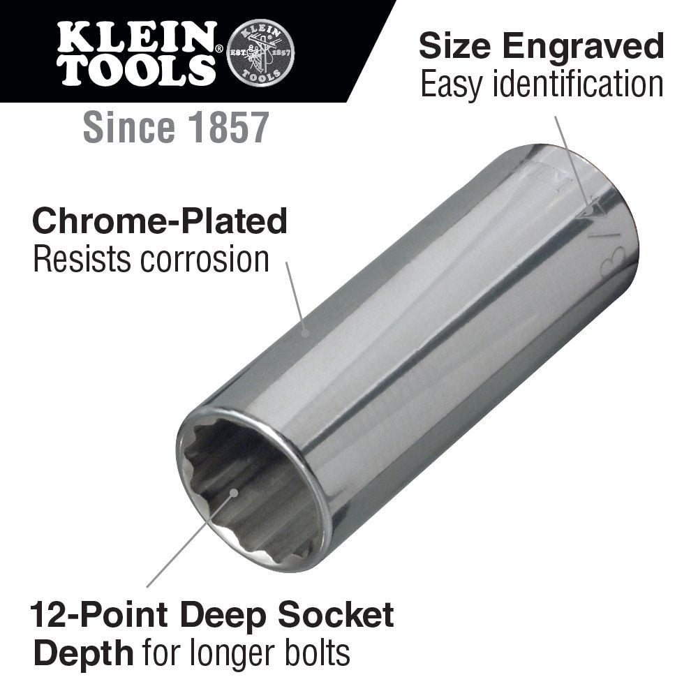 Klein Tools 65830 13/16 in. Deep 12-Point Socket 1/2 in. Drive