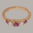 thumbnail image 5 of LBG British Made Classic Solid 9k Rose Gold Natural Ruby & Opal Womens band Ring - 33 size options - Size 5.25, 5 of 6